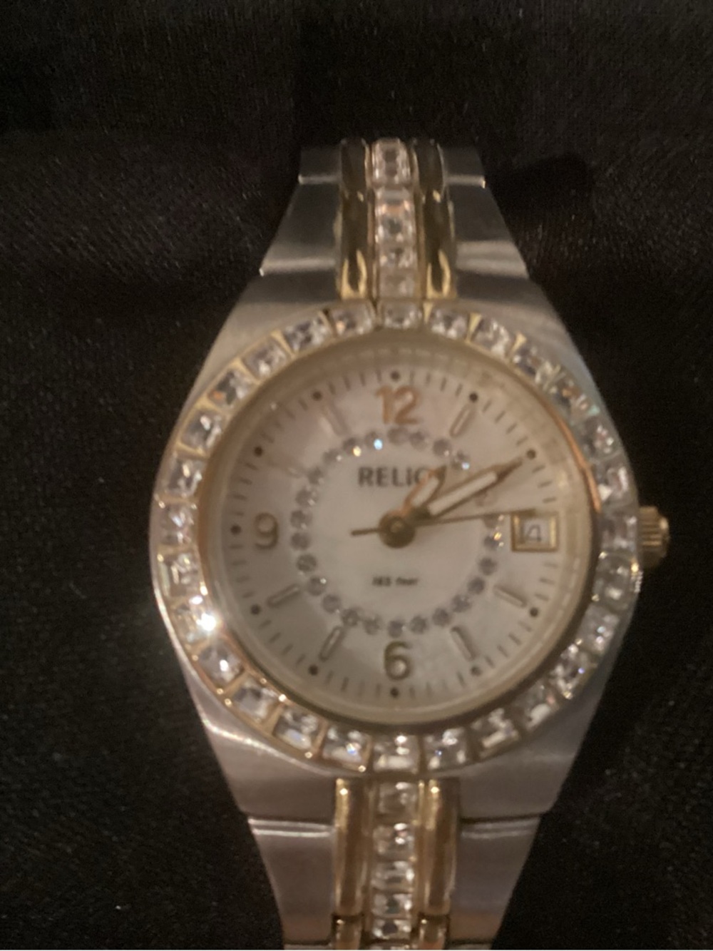 Relic Two-Tone Crystal Accent Women's Bracelet Watch - Silver & Gold & Crystals